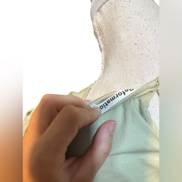 Reformation Poplin Puffed Sleeve “The Beckett Dress” in Light Green & Tiered XS - Picture 5 of 6